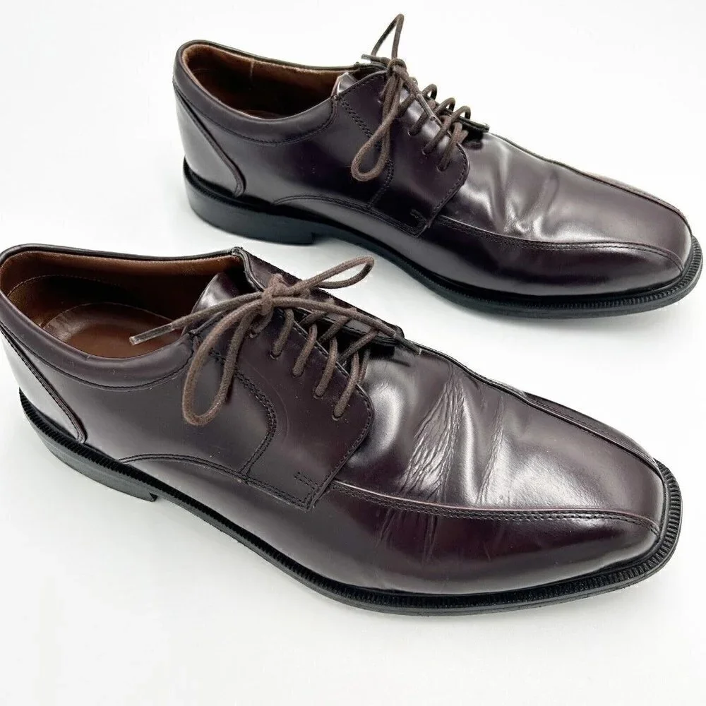 Rockport Adiprene by Adidas Size 9.5 Brown/Burgundy Leather Lace Up Dress Shoes